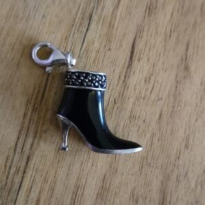 Rare Vintage Sterling Silver Thomas Sabo Black Enamel Heeled Boot Charm
